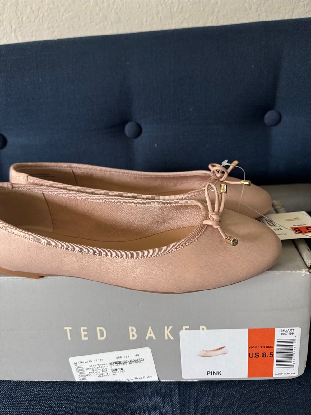 Ted Baker Blush Pink Women's Ballet Flats with Bow Accent